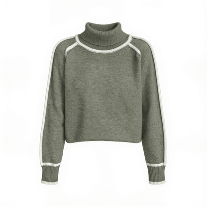 Élégance Pure – pull col roulé – fond blanc