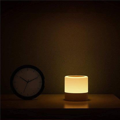 Lampe de chevet tactile aspect bois 7 couleurs rechargeable USB