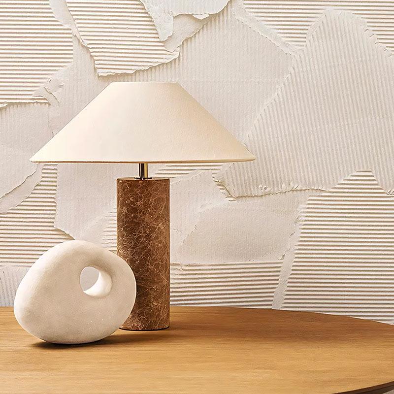 Lampe de chevet marbre naturel abat-jour tissu métal E27 vintage