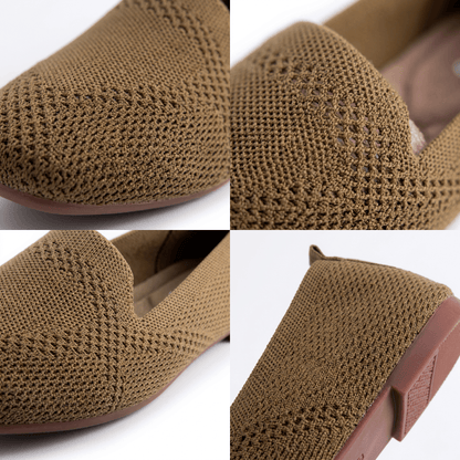 Mocassins femme maille extensible bout rond semelle caoutchouc antidérapante