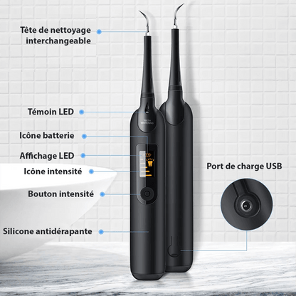 Détartreur dentaire électrique ultrasons IPX6 5 niveaux USB