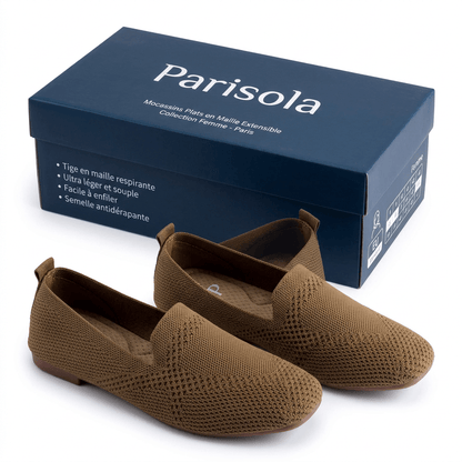Mocassins femme maille extensible bout rond semelle caoutchouc antidérapante